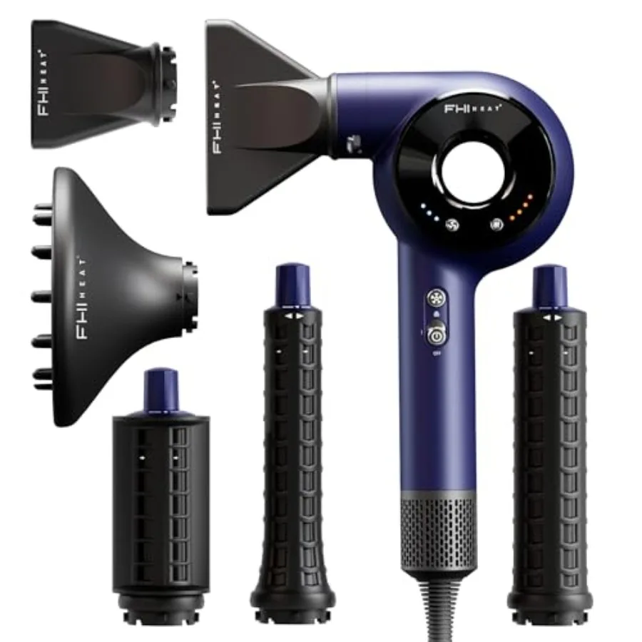 

VersaSphere Pro Air 6-in-1 Multi-Styler Professional Hair Dryer with Diffuser for Salon Use Lightweight Aluminum Body Matte Bla