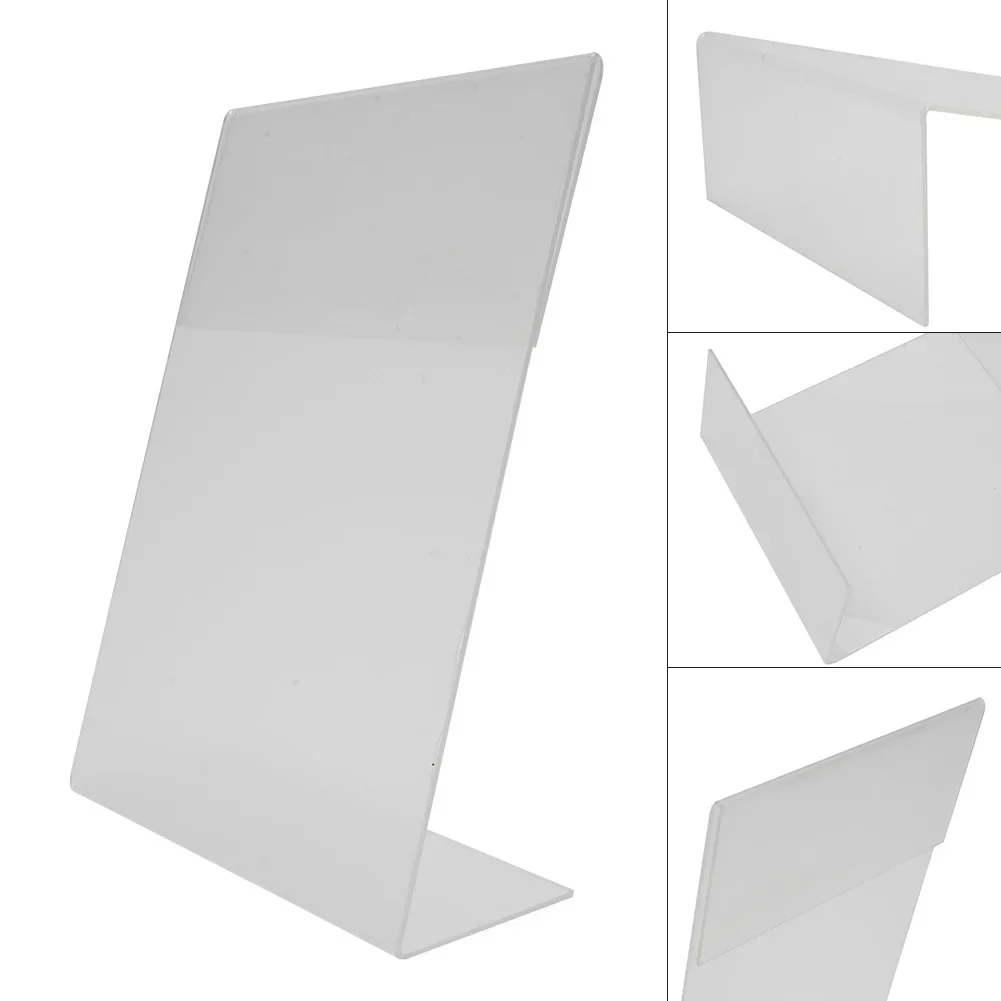 Clear Acrylic Display Stand Photo Frames Desk Display Card Stand Price Tag Clip Label Racks Sign Card Holder Stands Poster Racks