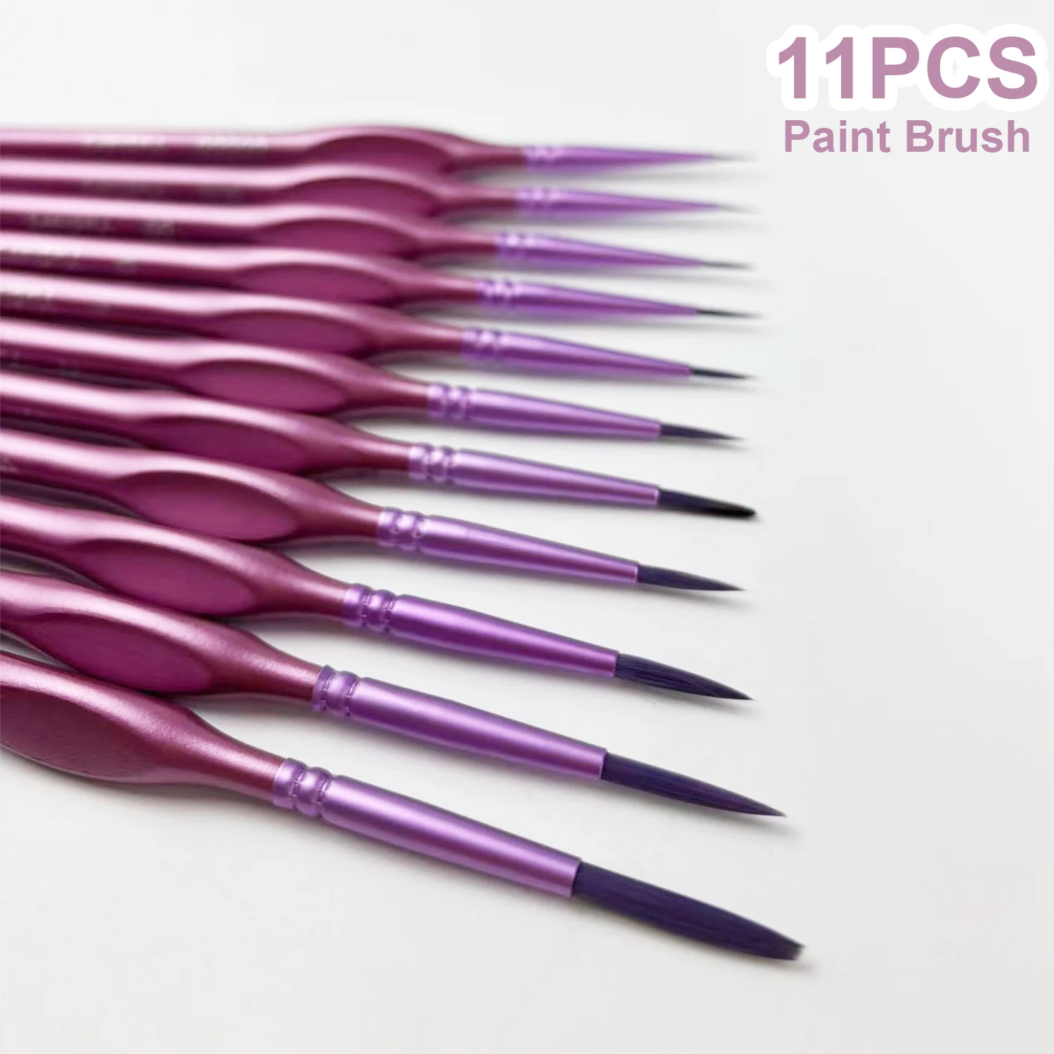 

11pcs Nylon Hair Thin Extra Fine Paintbrushes with Triangular Handles,Fine Tip Paint Brush Set for Acrylic, Miniature Detail