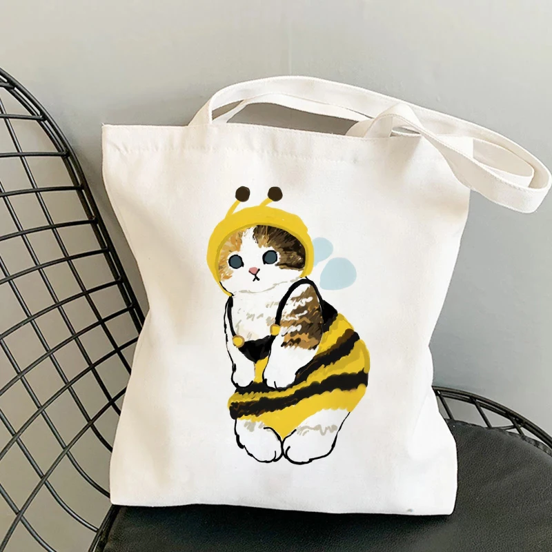 Tote Bag Shoulder Bags for Girls Fashion Shopper Bag Kawaii Cats Cute Animal Bags Shopping Bag Canvas Bags Handbags Casual Girl