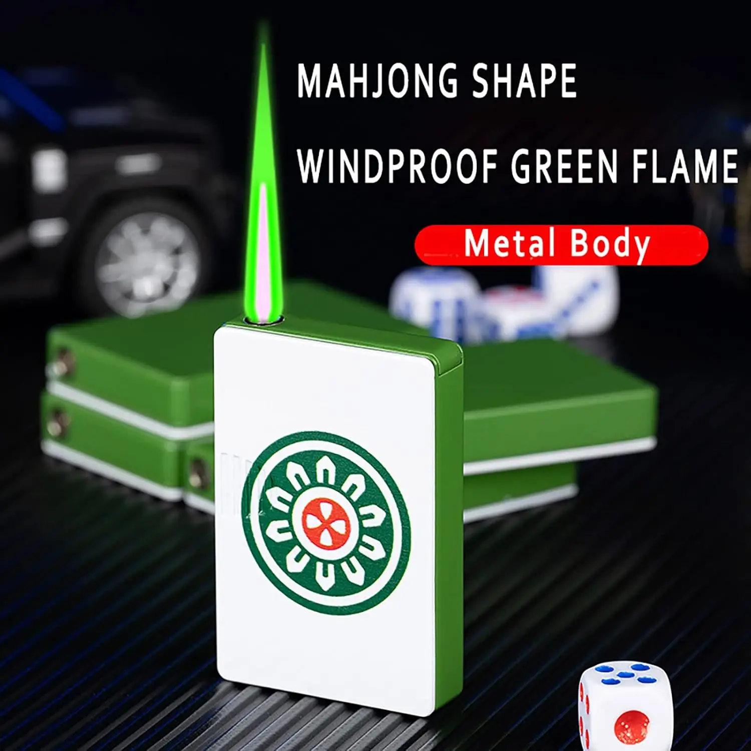 

Cool Mahjong Torch Lighter, Poker Shape Design Lighters , Fillable, Adjustable, Windproof Butane Lighter（Without Gas）