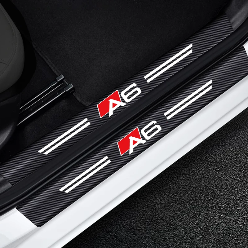

Luminous Car Door Sill Stickers For Audi A6 Abarth 695 Leather Car Threshold Protection Strip