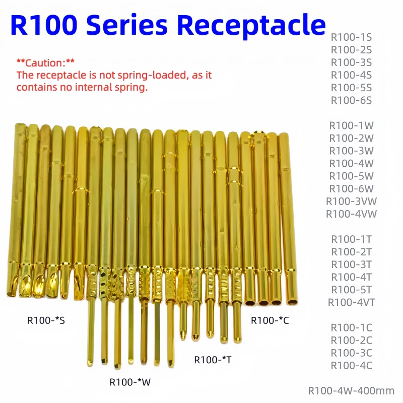 20 Or 100PCS R100 Series PCB Test Probe Receptacle Pogo Pin Connection Socket R100-2S 4S 2W 4W Spring Test Pin P100-B P100-B1