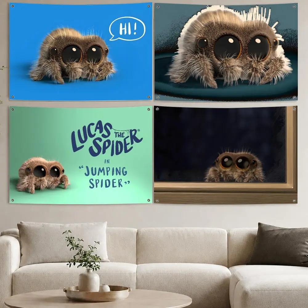 Cute Lucas the Spider Flags Aesthetic Wall Tapestry Printed Wall Hanging Living Room Party Outdoor Decor