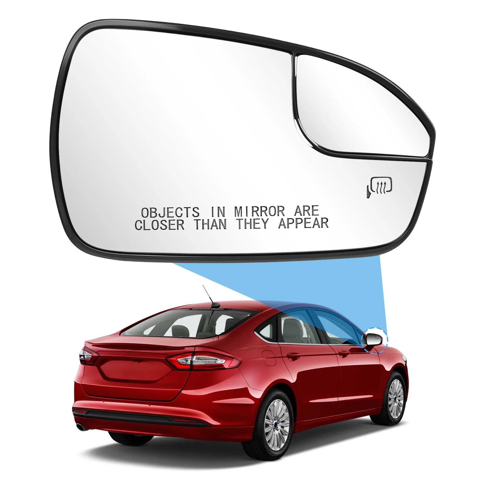 

1 шт., крышка зеркала заднего вида для Ford Fusion 2013-2020, линзы для зеркал заднего вида, зеркало на дверное крыло, стекло с подогревом, США DS7Z-17K707-B