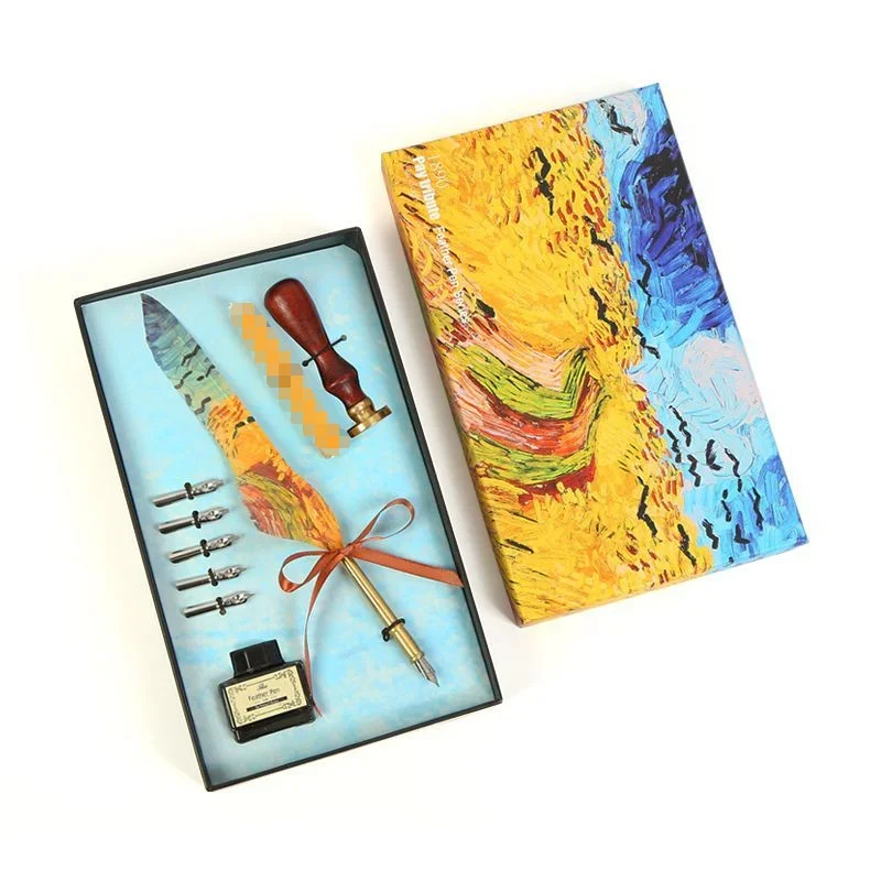 

Ретро Европейский стиль Гусиная картина маслом Стиль Подарочная коробка Перьевая ручка Чернила Ручка для английской каллиграфии Подарочная перьевая ручка