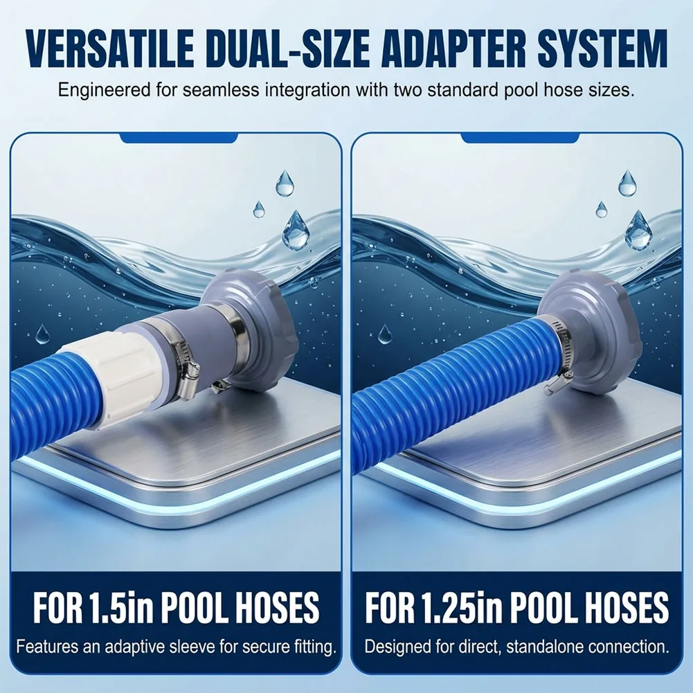 Pool Vacuum Hose Adapter Kit: Flexible Connector For 1.25'' & 1.5'' Hoses Pool Docking Hose Pool Accessories