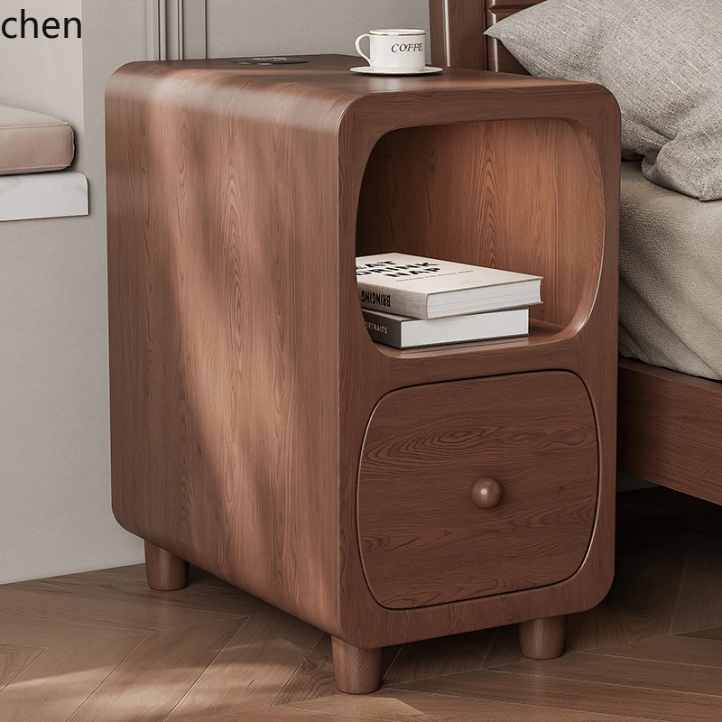 

LXC bedside table small solid wood bedside table bedroom ultra-narrow cabinet rack rental house