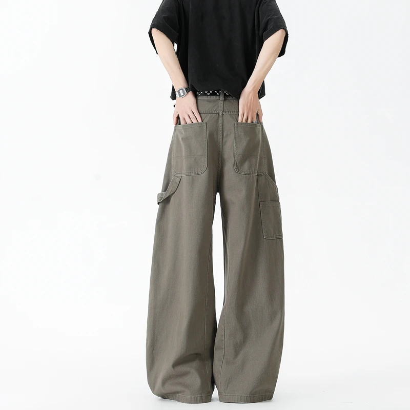 25 men's Brown Y2k Cargo Jeans Baggy Harajuku 90s Denim Women's Trousers Vintage Jean Japanese 2000s Style oversize trend Pants