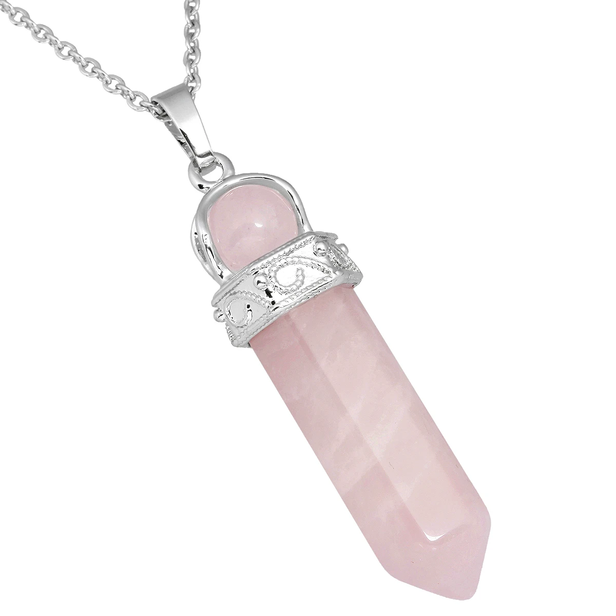 

Natural Crystal Stone Round Bead Pendant Hexagonal Column Healing Reiki Pendulum Charms For Jewelry Making Necklace Accessories