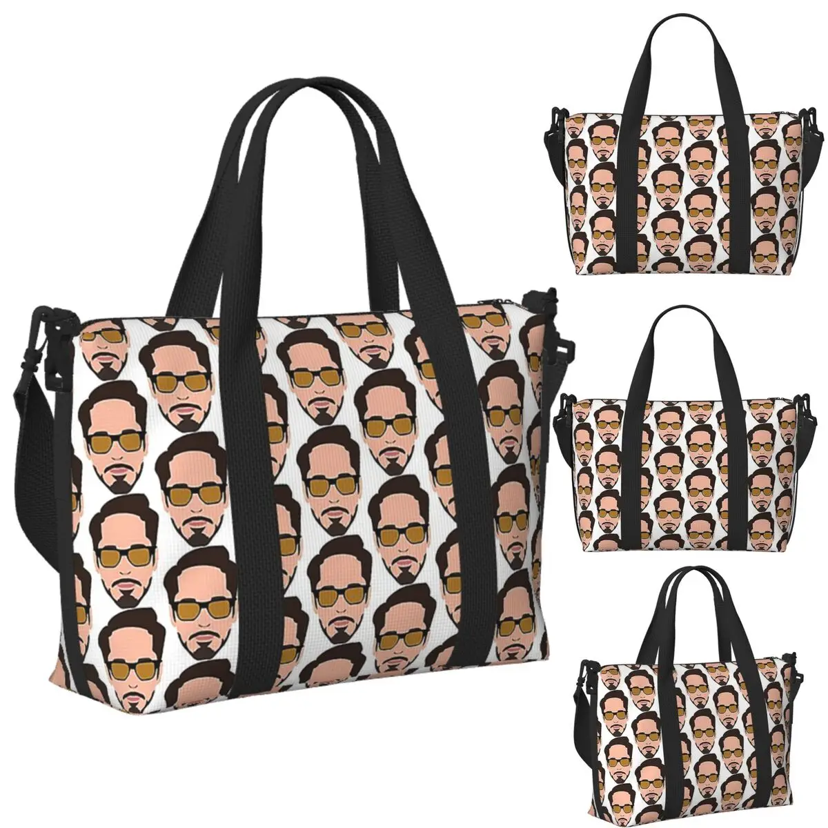 

Custom Robert Downey Jr. Vector Beach Travel Bag Large Capacity Tote Bags for Gym Sport Women Shopping Duffle Shoulder Bag