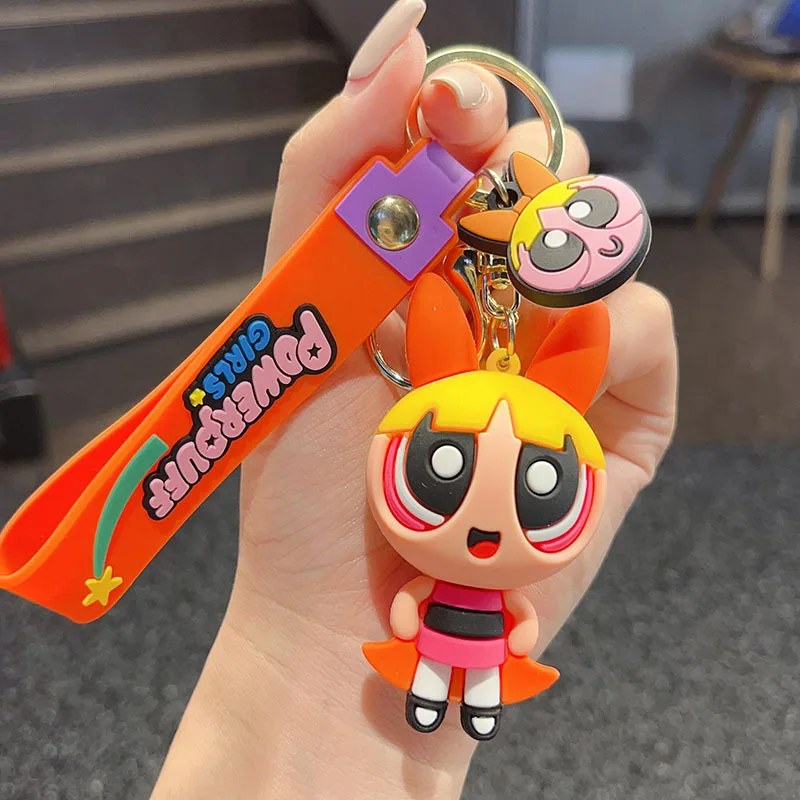 سلسلة مفاتيح الفتيات Powerpuff للنساء والرجال المشجعين الكرتون الإبداعية لطيف سيليكون دمية قلادة كيرينغ الهدايا مفاتيح حامل لعبة أطفال #6