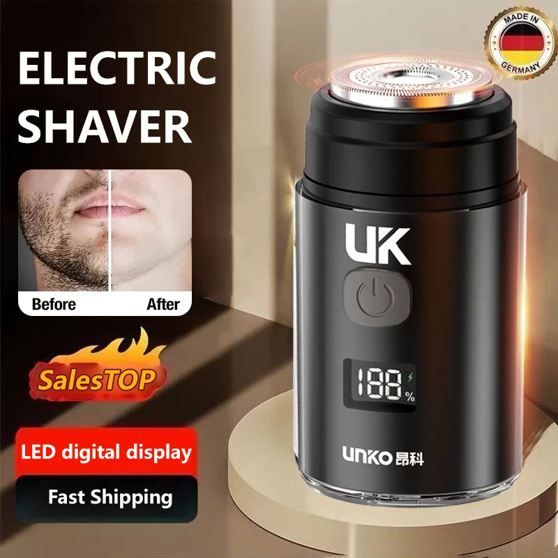 Men Portable Shaver Rechargeable Electric Shaver Led Digital Display Wet & Dry Waterproof Car Charging Shaver Beard Razor