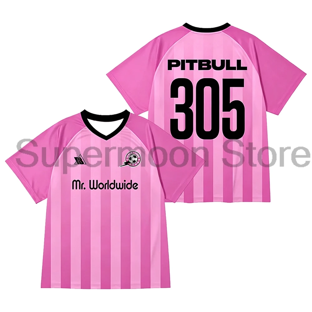 Pitbull Mr Worldwide 305 Pink Jersey I'm Back Tour 2026 T-shirt V-Neck Short Sleeve Tee Women Men Outdoor Streetwear Tops