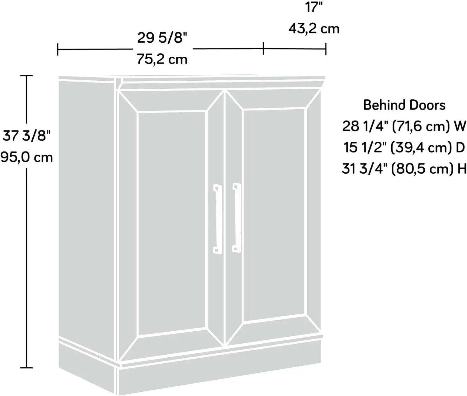 Armoire en bois de garde-manger avec étagère réglable, panneau arrière fermé, finition chêne Sicannelle et chêne pyram, accès rettes