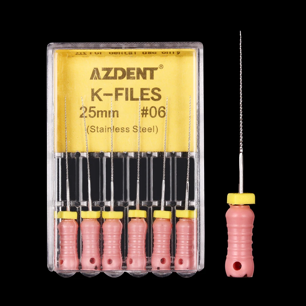 6 Stück/Box AZDENT Dental Endo K-Feilen Handgebrauch Wurzelkanalfeilen Edelstahl 21/25/31mm 06 # -40 # Zahnärztliches Instrument – Detail 14