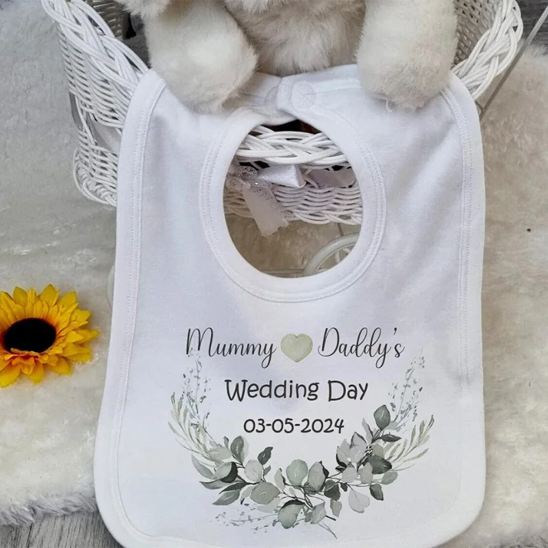 Personalised custom Mummy and Daddy’s Wedding day Baby boy girl Bib Wedding daughter son Decoration Bridal Shower Keepsake Gift