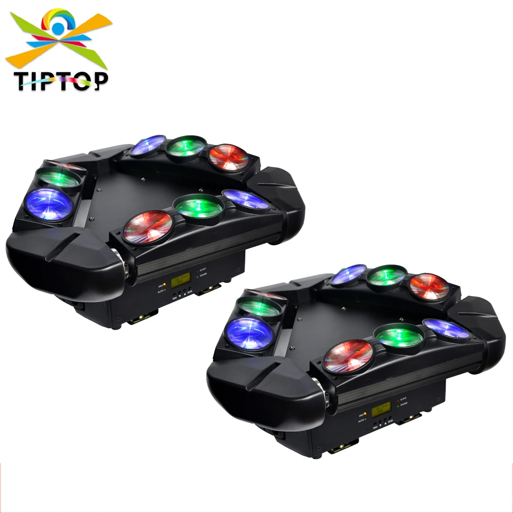 Freeshipping 2 Pack LED Infinite Rotated Beam Moving Head Spider Light USA COB 9x10w RGBW 4in1 LED Endless Rotate Beam Effect