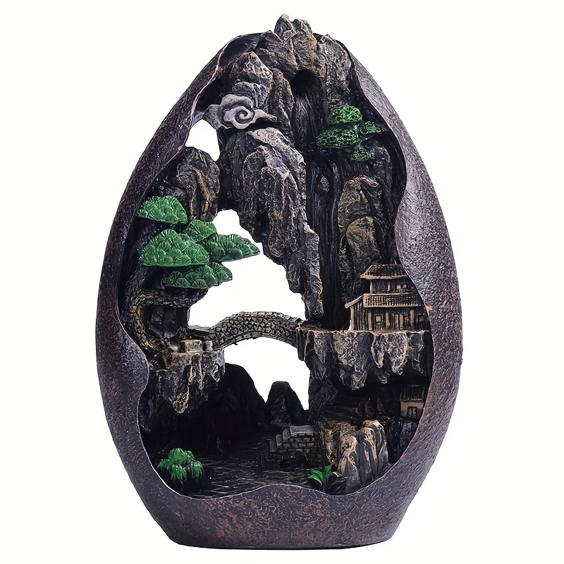 

Waterfall Backflow Mountain Rockery Teahouse Fengshui Incense Burner Home Office Incense Passage Incense Insert Decor Gift