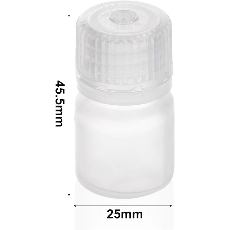 50 Pcs 8Ml Plastic Bottle Set Kit Wide Mouth Reagent Bottle, Small Empty Bottles, Polypropylene Sample Bottle Set