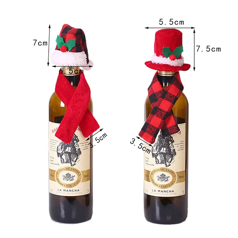 Scarf Hat Suit Red Wine Bottle Set Christmas Bottle Cover Merry Christmas Ornments Xmas Gifts New Year 2024 Noel Navidad