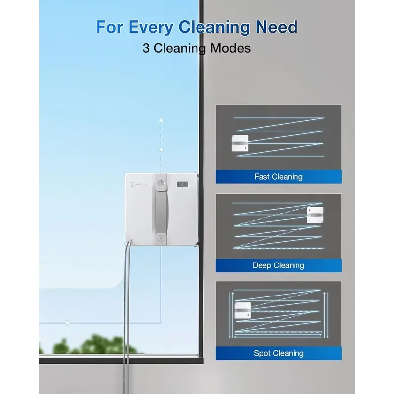 ECOVACS Mini Vacuum Window Cleaner Edge Detect 7500Pa Smart Obstacle Sensors Dirt Ultrasonic Mist Bathroom Glass view 6