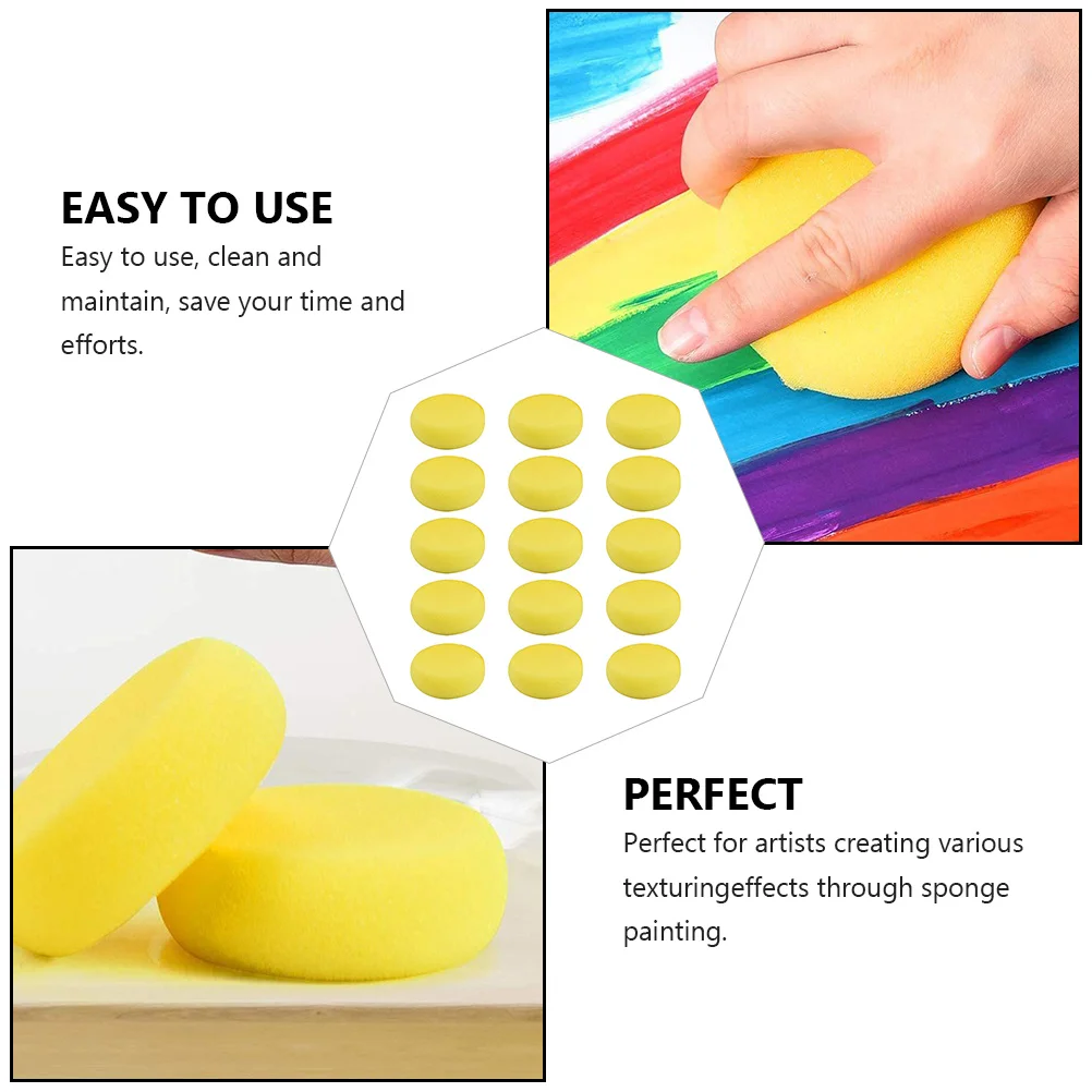 

50Pcs Kids Painting Sponge Set High-Grade Safe Material Watercolor Art Sponges for Graffiti Oil Painting Texturing Effects