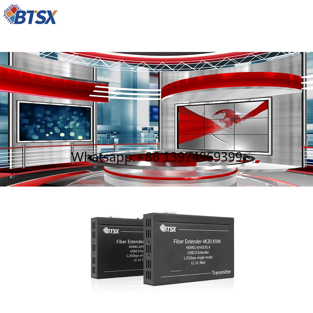 Bitvisus Zero-Latency 4K for Splitters Fiber Extender IP 30KM Single-Mode Fiber Transmission Input/Output USB Keyboard Mouse