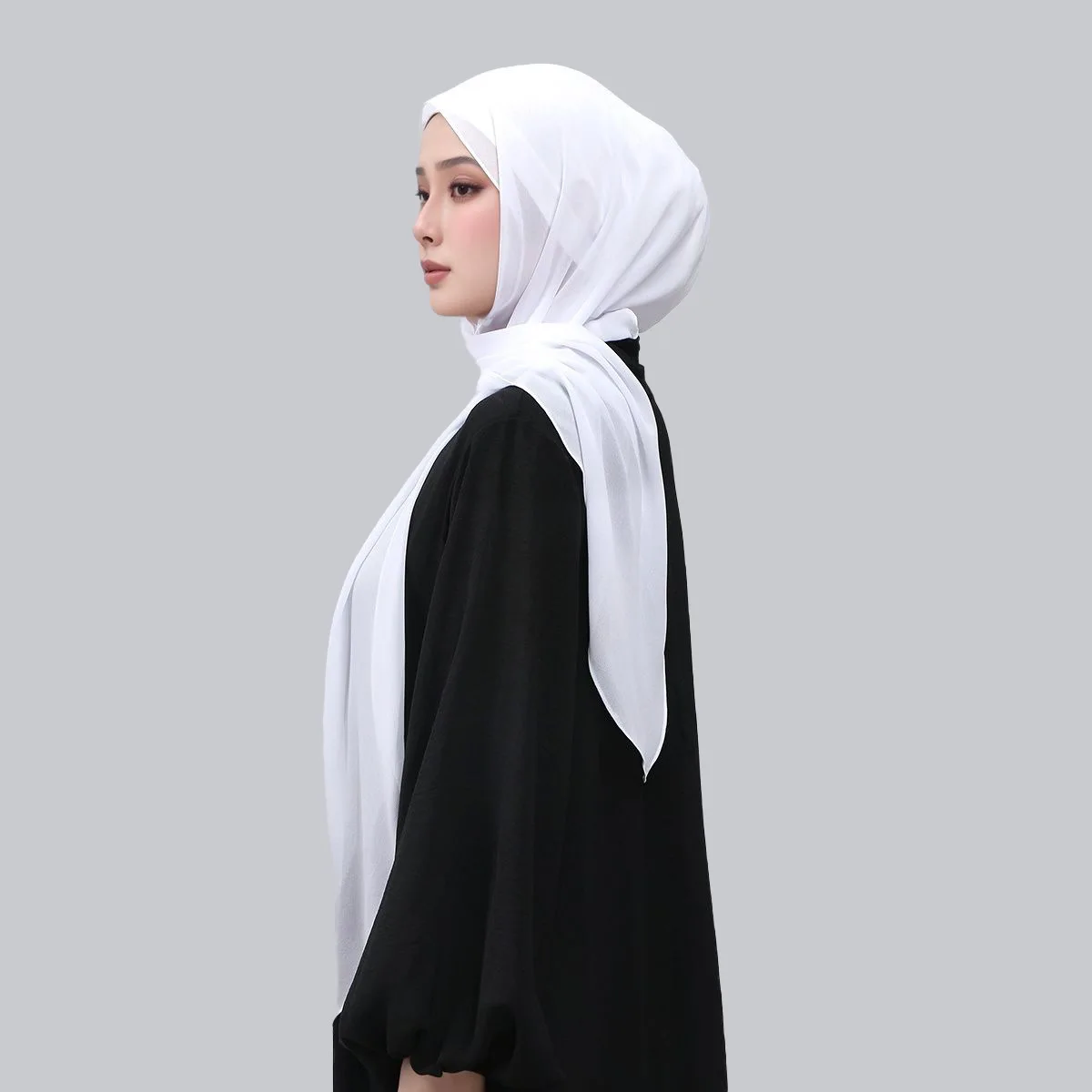 

Однотонный дышащий шифоновый платок для женщин Ближнего Востока (Дубай), мгновенный хиджаб, мусульманские платки, шали, накидки, стулы