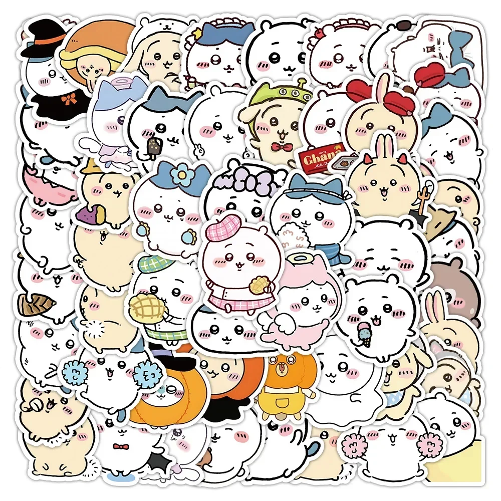 60 pezzi simpatici adesivi Chiikawa fai da te vinile impermeabile scrapbook cassa del telefono tazza d'acqua adorabile cartone animato anime adesivo giocattolo regalo per bambini