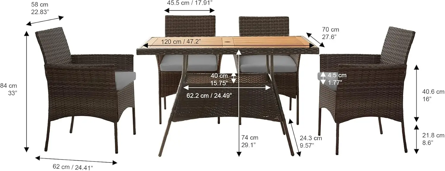 Silla de ratán PE para exteriores, sillón con cojines blancos resistentes a la intemperie para Patios, terrazas, jardines, junto a la piscina o salones de sol