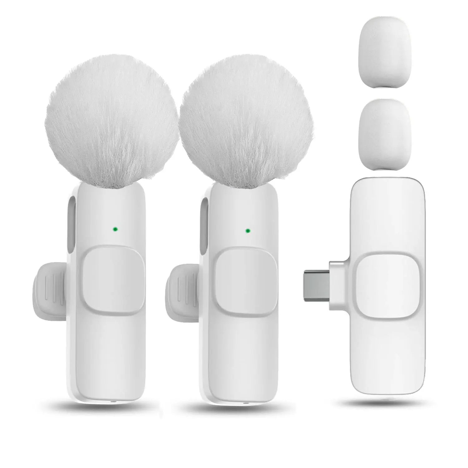 ميكروفون Lavalier اللاسلكي K60 باللون الوردي والأبيض للهواتف الذكية، ميكروفون مشبك على طية صدر السترة لتسجيل الفيديو/الصوت