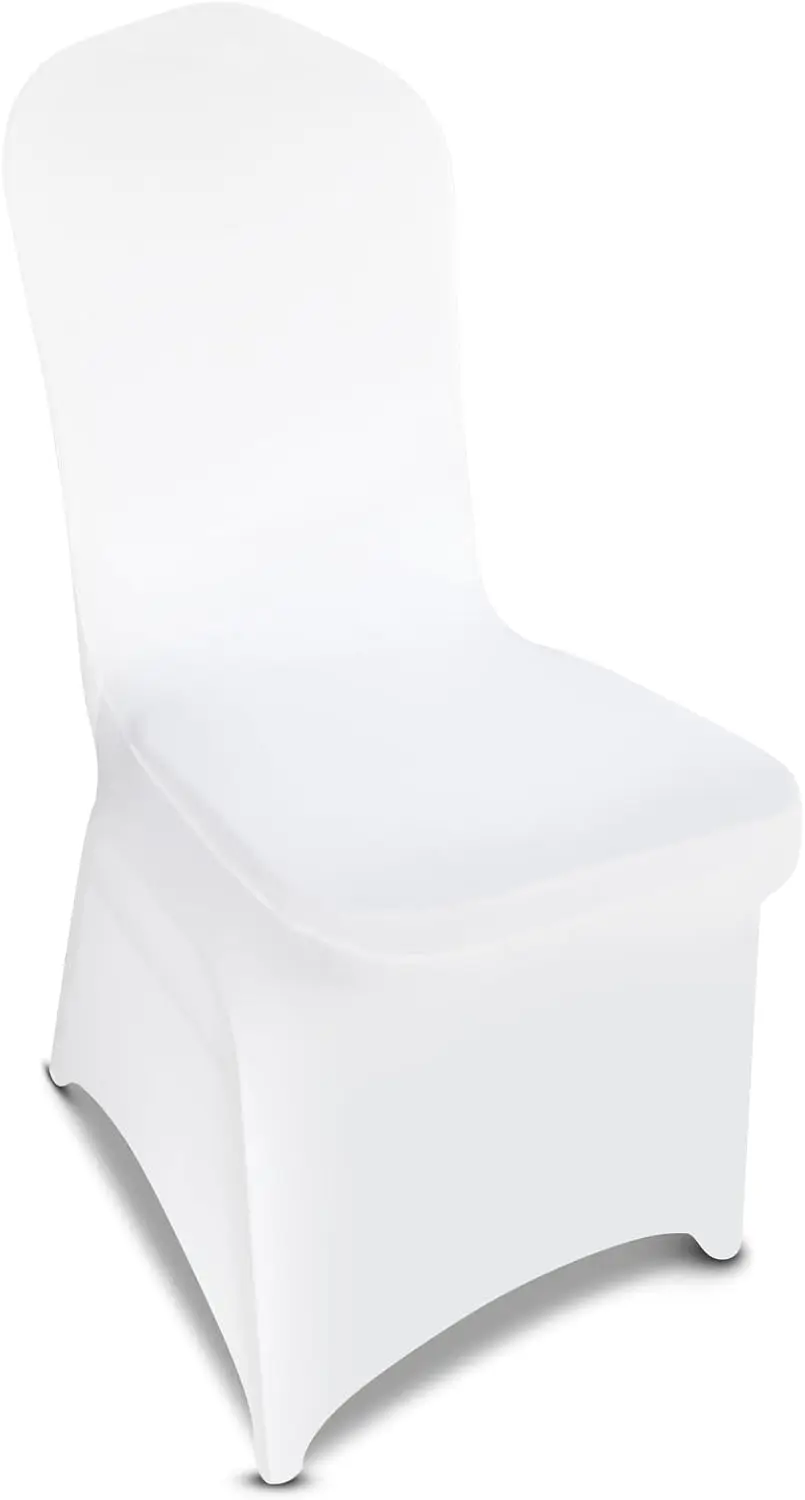 

White Polyester Spandex Stretch Chair Covers for Dining Wedding Party Banquet 100 Pieces