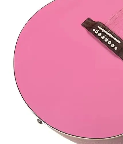 Professional Performance Handmade J Style 180 Version Bright Pink Acoustic Guitar with Solid Spruce Top, Back/Sides Lam