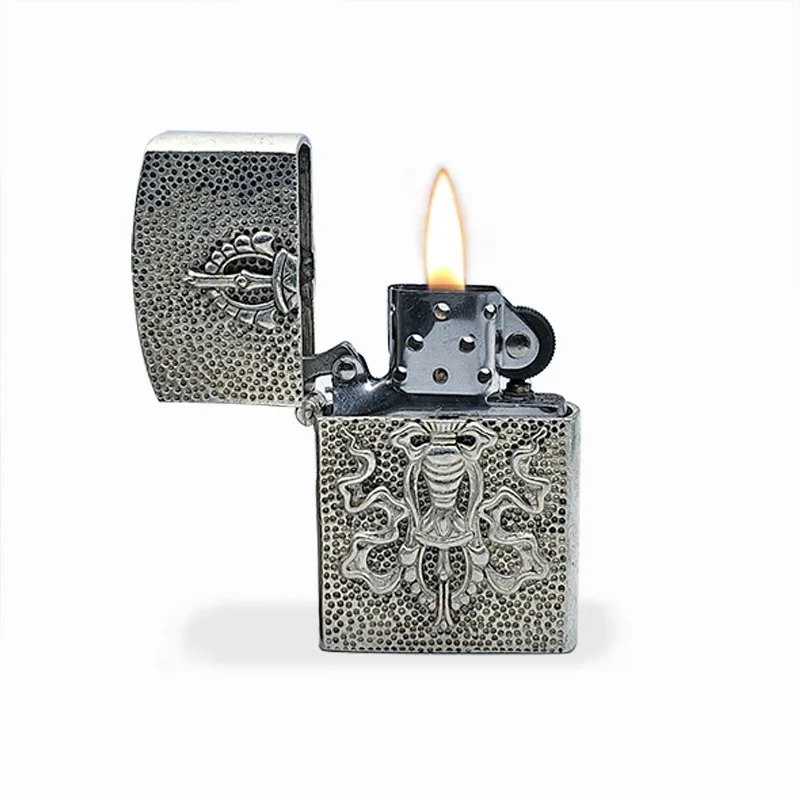 Traditional Thickened Gilded Relief Argent Pur Silver Lighter Please Choice A ,B,C,D