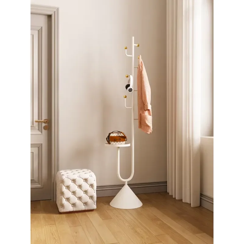 Cream Metal Coat Rack Freestanding Hanger for Bedroom Living Room Porch Aisle Household Storage Stand Modern Design Organizer