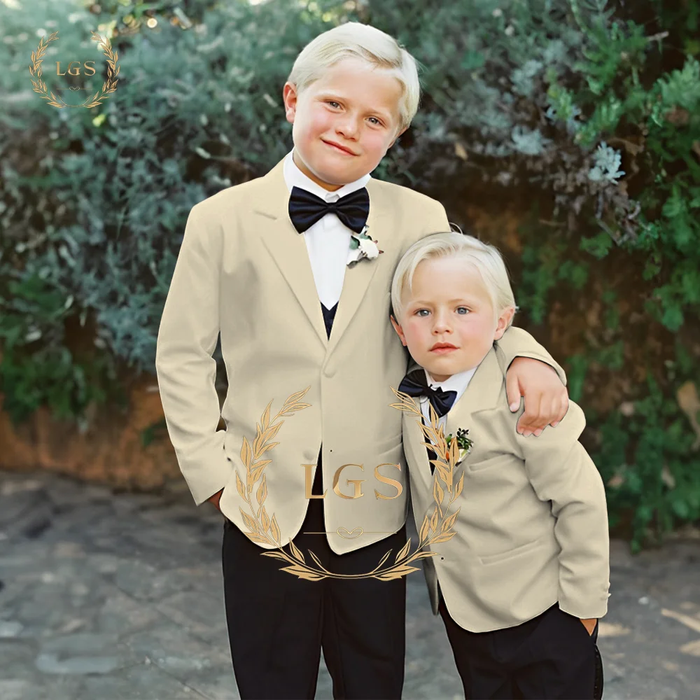 2-piece wedding suit (suit jacket and black trousers) suitable for boys aged 2 to 16 years old, children's customized suit