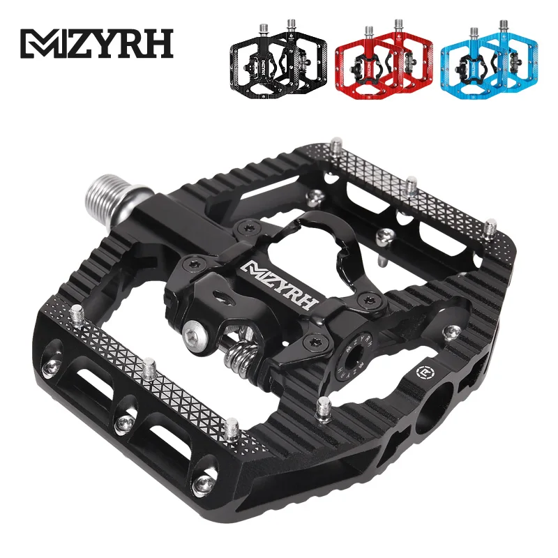 Two Usages Bicycle Pedal 2 In 1 With Free Cleat For SPD System MTB Road Aluminum Anti-slip Sealed Bearing Lock Accessories