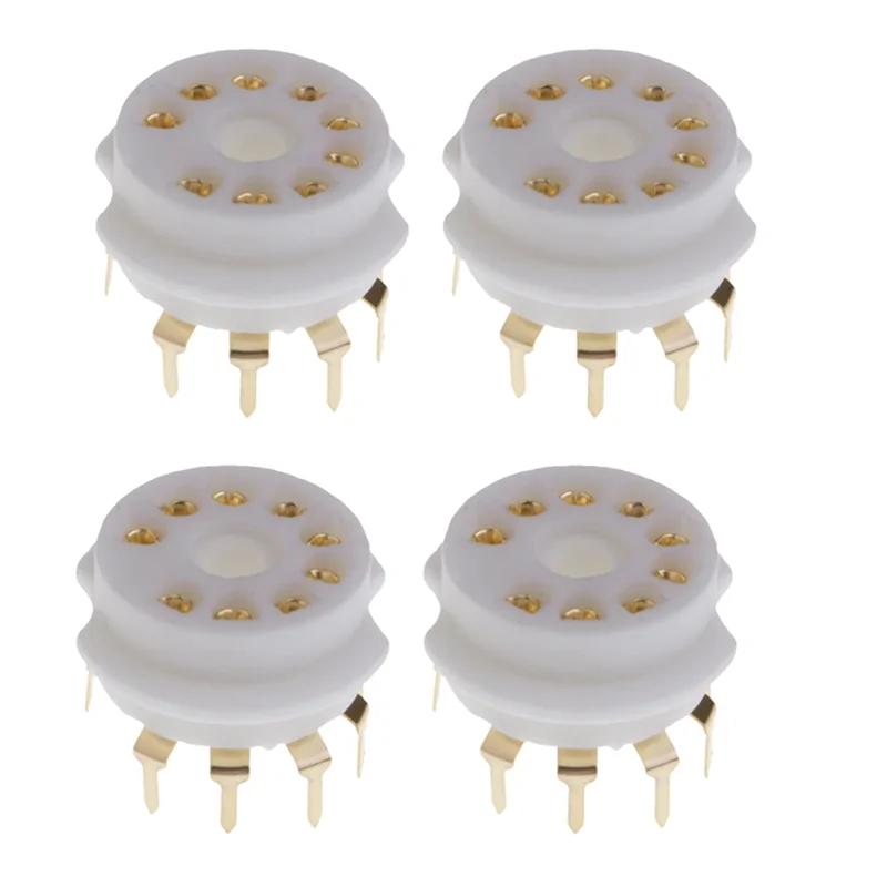 

New-4PCS 9 Pin Gold PCB Vacuum Tube Socket For 12AX7,12AT7,12AU7,ECC83,ECC82,E88CC, 6922 ,6P1