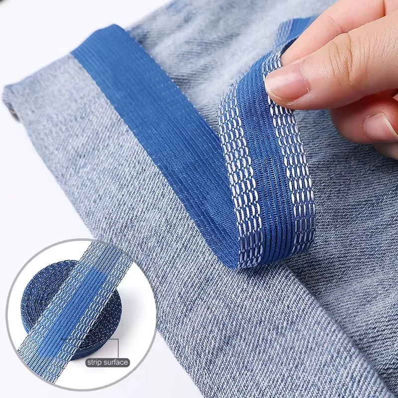 Nastro adesivo in pasta per pantaloni 1/2/3/4/5M per pantaloni bordo accorciato pantaloni Patch abbigliamento nastro in tessuto termoadesivo forniture per cucire fai da te