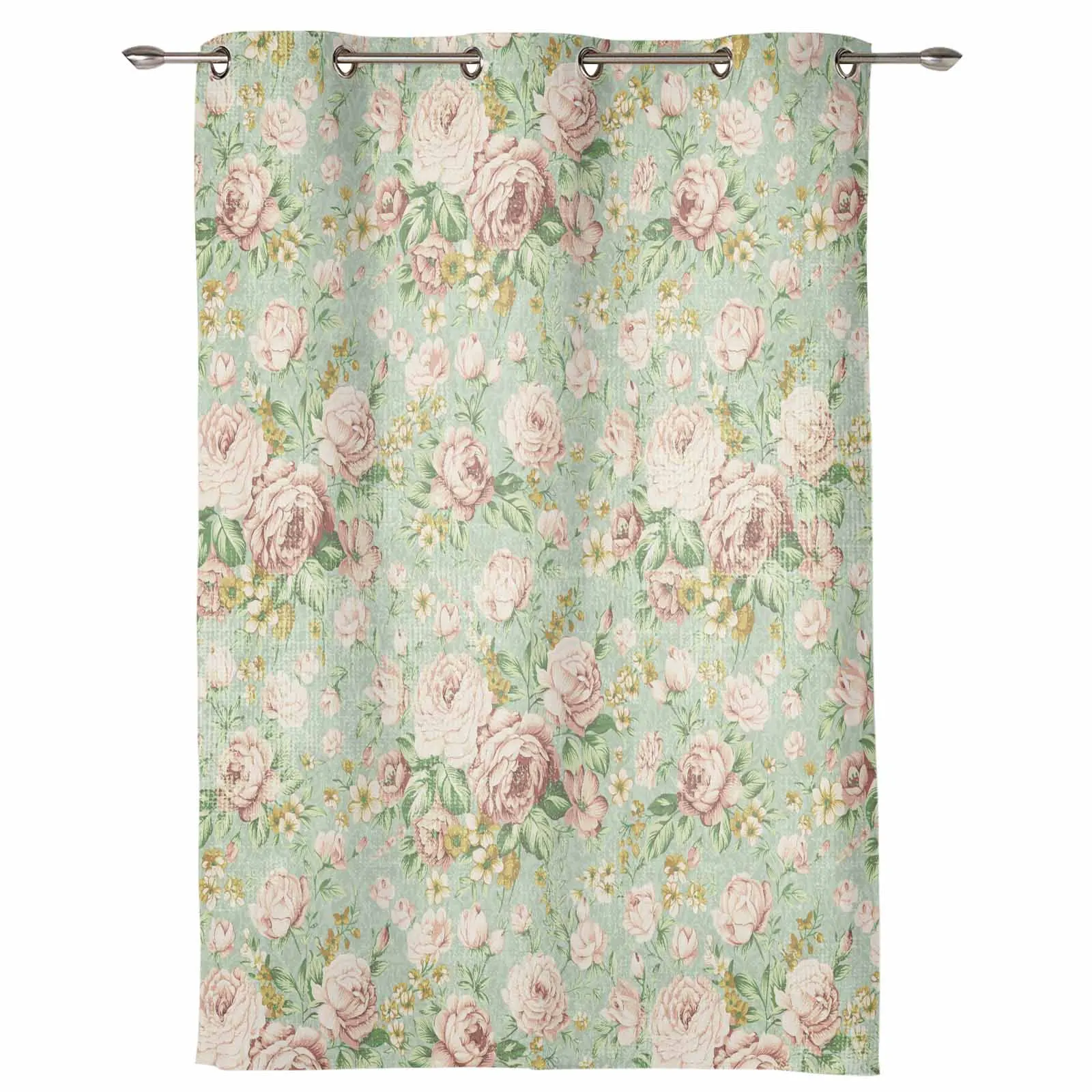 Flower Illustration Camellia Retro Modern Curtains for Living Room Home Decoration Hotel Drapes Bedroom Window Treatments