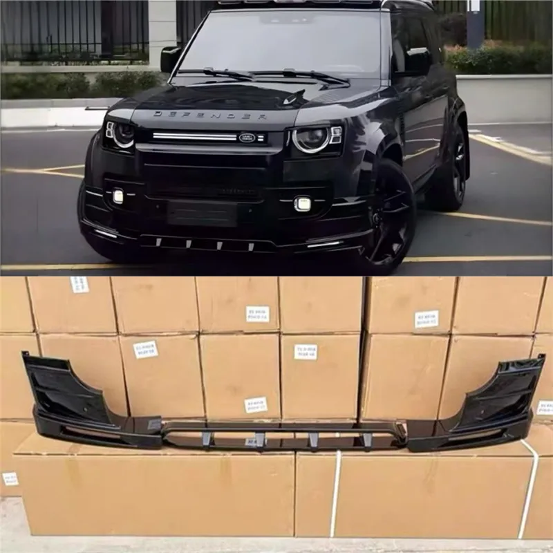 

For Land Rover Defender 90 110 2020-2025 High Quality ABS Bright black Front Bumper Front Lip Under Spoiler Splitter Body Kit