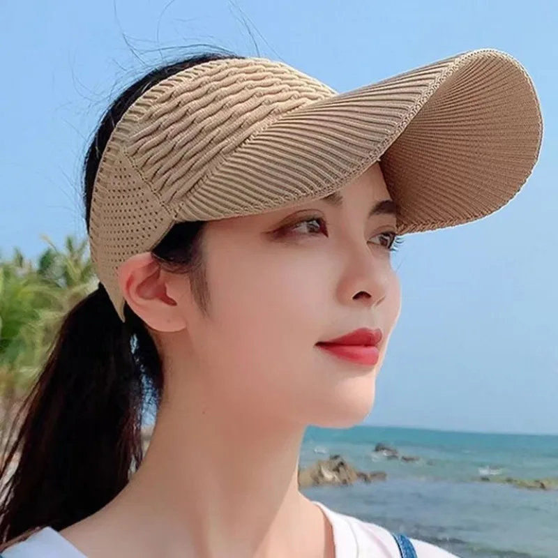 1pcs Women Anti-UV Sun Hats Breathable Adjustable Empty Top Visor Caps for Tennis Golf Running Travel Beach Sport Outdoor Hat view 2