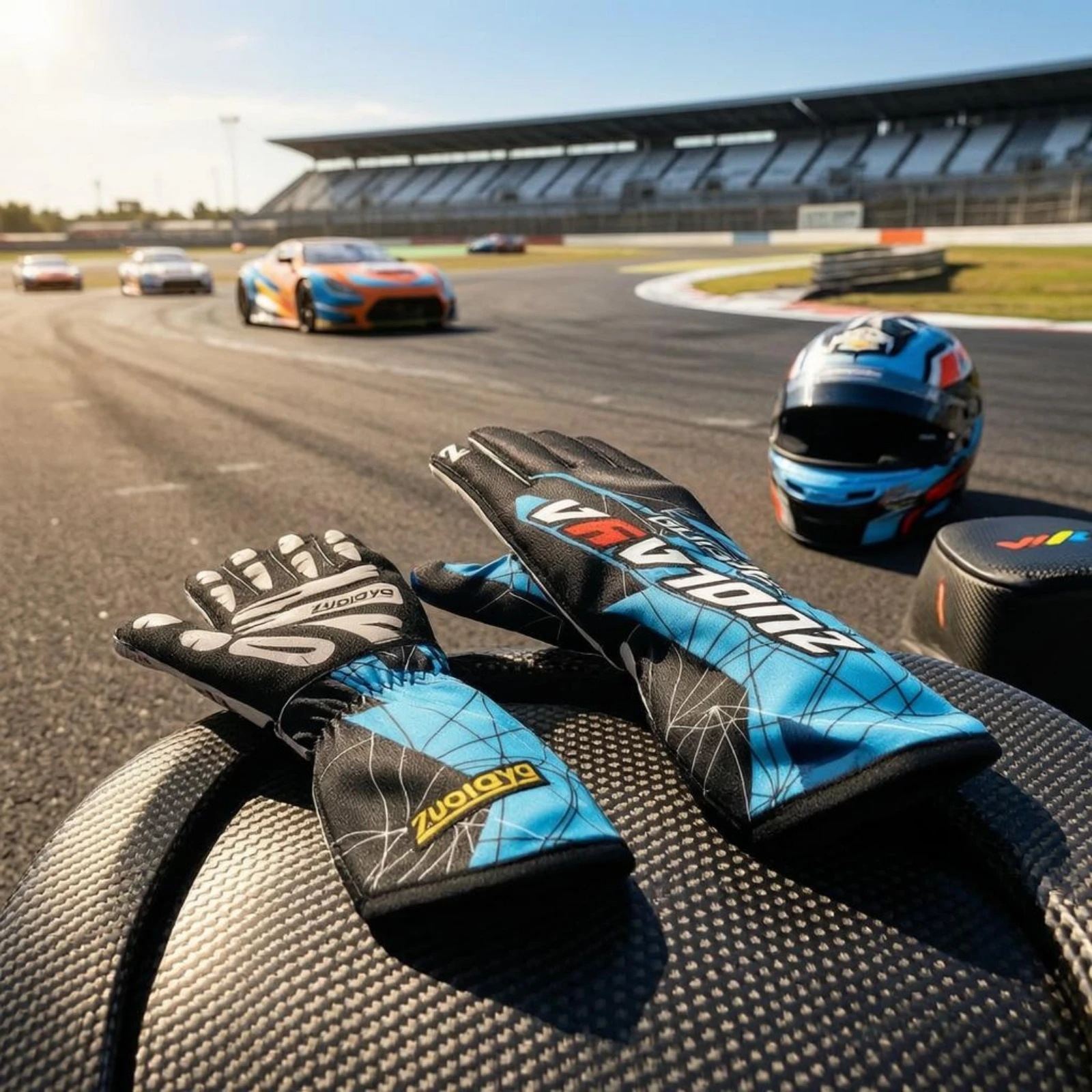 Sports Gear Lightweight Stretch Fit Racing Gloves Silicone Palm Grip Reinforced Control Gloves for Steering Activities