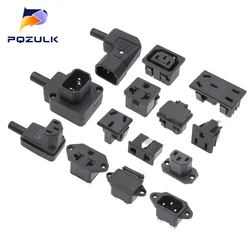 IEC320 10A 250V Black Male female docking Plug Connector Rewireable C13 C14 Plug Rewirable Power Konektor 2/3/4/5/6Pin AC Socket