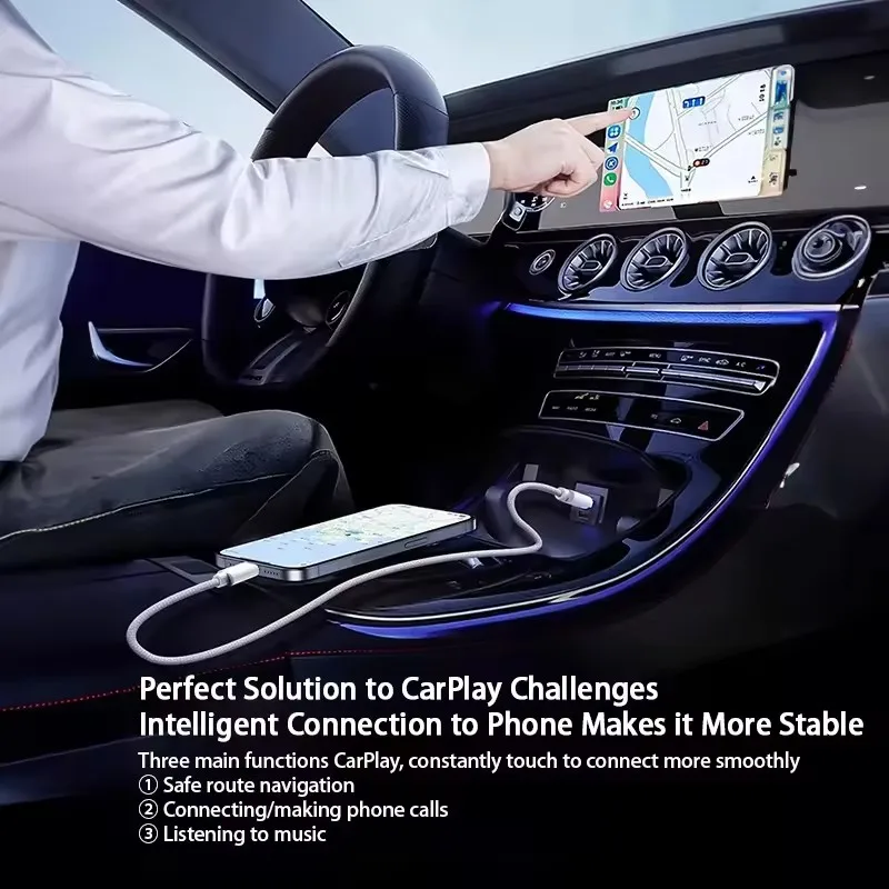 For iPhone 15/16 Pro/15 Pro Max/15 Plus Carplay Cable USB C Mobile Phone Fast Charging Cord Nylon Braided Cables For Car Play