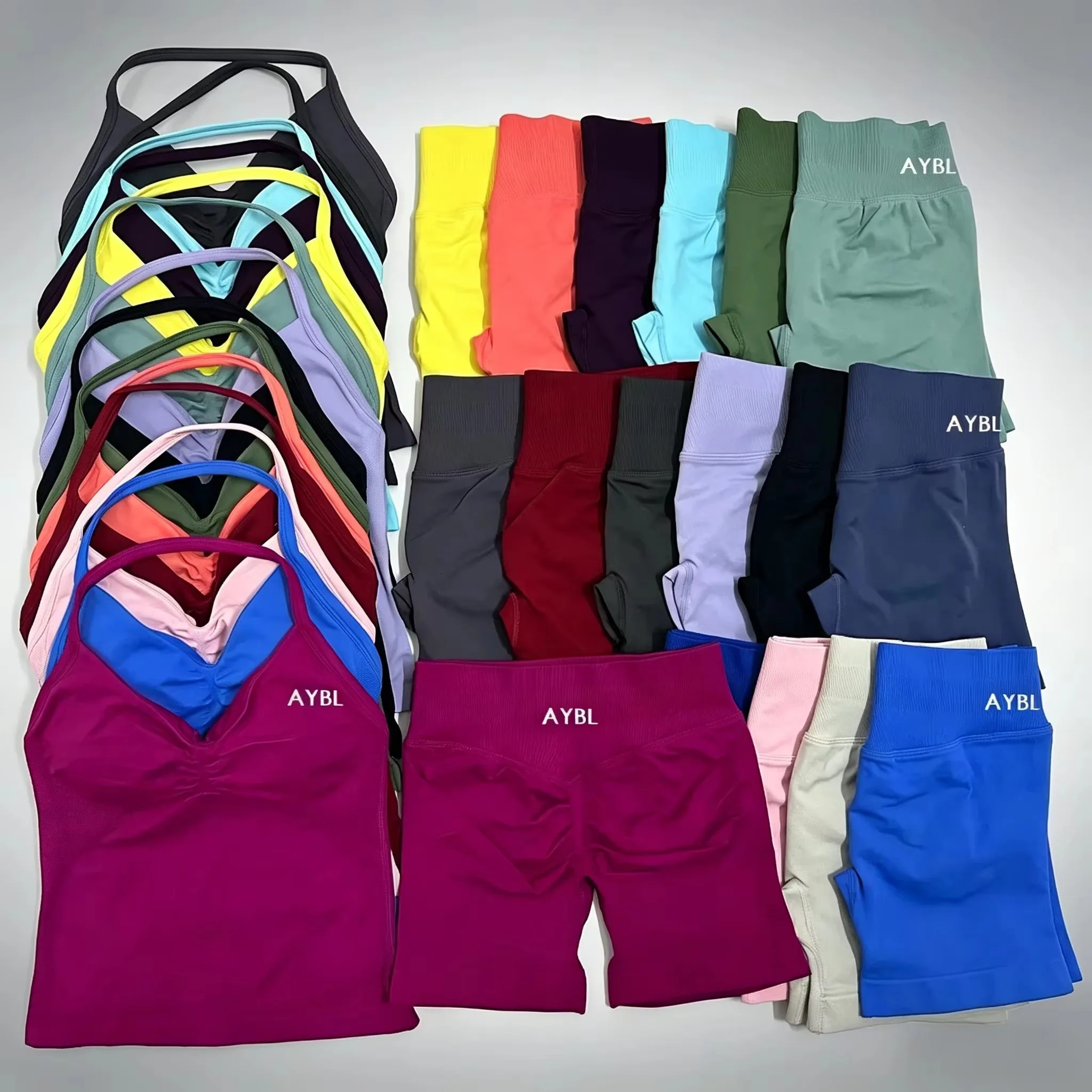 Conjunto Deportivo de Dos Piezas para Mujer, Top Deportivo Corto sin Costuras Empower, Pantalones Cortos Deportivos sin Costuras, Conjunto de Sujetador Deportivo para Yoga, Leggings para Gimnasio