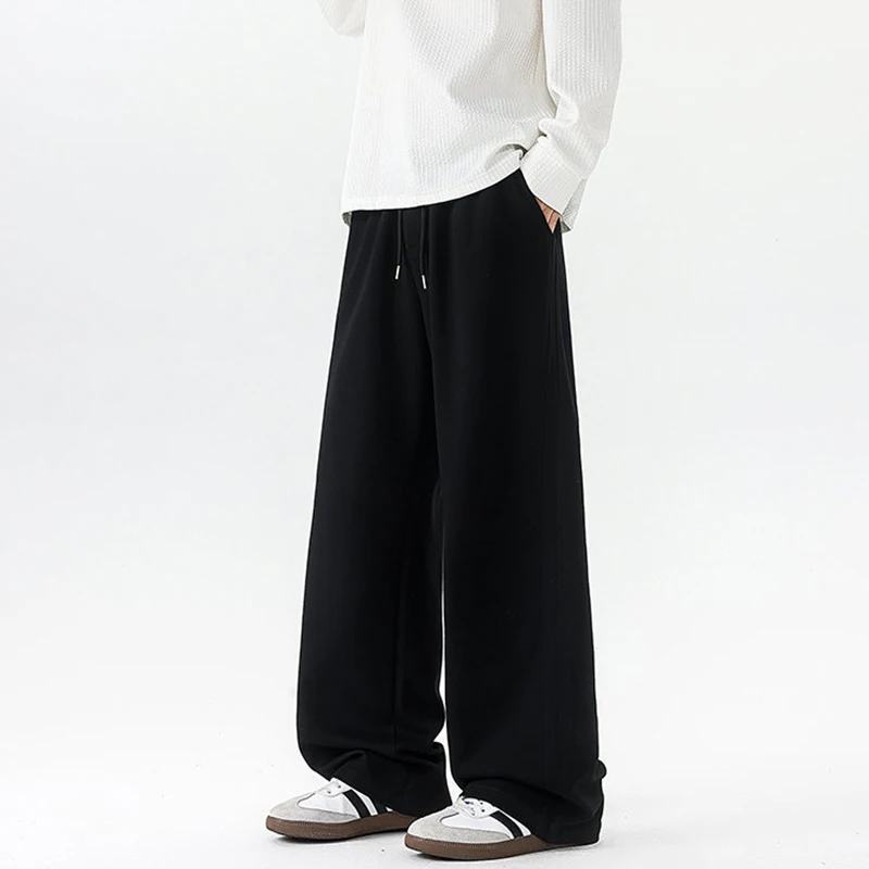LUZHEN 2026 New Trendy Stripe Patchwork Design Elastic Waist Drawstring Straight Sweatpants Men Handsome Casual Trousers JY8351