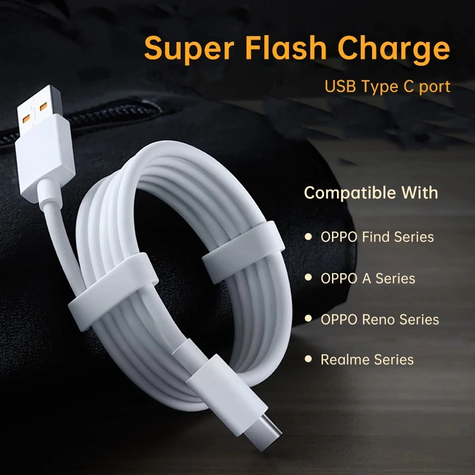 Para Realme Original tipo C Cables de teléfono 65w 80W 6.5A carga súper rápida Super Dardo Vooc Realme 7 8 8i 9pro 9i 6 X50 GT GT2