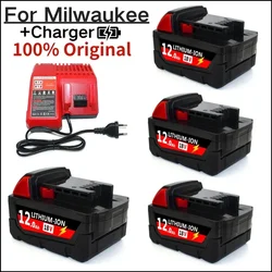 Original For Milwaukee M18 Power Tool Battery, Charger, BR, XC, 18V, 12000mAh M18B5, 48-11-1860, Built-in 21700 Battery